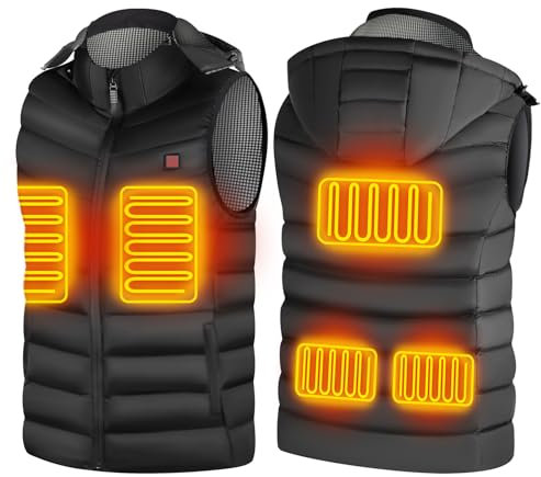 Gilet Chauffant Hommes Femmes, Gilet Chauffant Electrique Matériau Super Chaud 3 Réglages de Température Veste Chauffante pour Sports Motorisés Voyage Extérieur Cyclisme Ski (SANS BATTERIE) - XXL