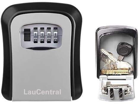 LauCentral Schlüsseltresor Wandmontage, 4 Stelliger Schlüsseltresor Schlüsselsafe Außen, Wetterfest und robust, zum Teilen und Sichern von Schlüsseln, für Garage Home Office Industries
