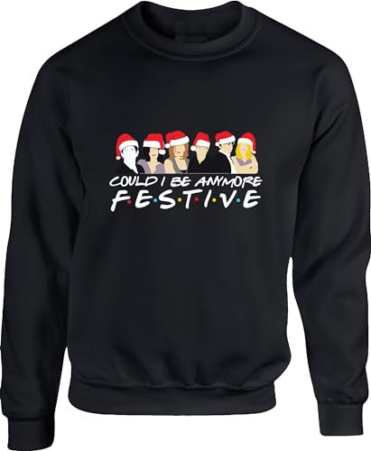 Could I Be Anymore Festive Friends Inspired Merry Christmas Jumper Santa T.V Show Gift For GF/BF Gift For Friends Birthday Xmas Unisex Adult Kids Top (XXL, Black)