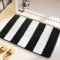 Badezimmerteppich Gestreift Schwarz Weiß Teppich Weich Flauschig Badematte Saugfähig Schmutzfangmatte Badteppich Mikrofaser Badvorleger rutschfest Waschbar Badezimmermatte 40x60cm