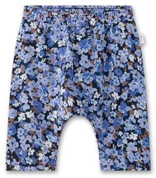 Sanetta Baby - Mädchen Mädchen-Hose Blau | Praktische und Bequeme Web-Hose aus Viskose für Mädchen. Gefütterte Hose mit elastischem Bund und Mille Fleur-Allover | Baby Bekleidung 11635