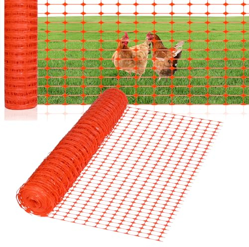 FIVMEN Clôture de Jardin en Plastique 1 x 80 m Filet de protection pour Moutons et Chiens Volaille Filet de Protection Filet d'étang pour Chiens, Volailles - Orange
