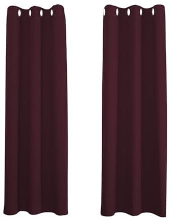 Happy Homewares Burgundy Blackout Curtains - 66 x 84 Inch Drop - Elegant Eyelet Curtains with Thermal Insulation - 2 Panels for Bedroom or Living Room