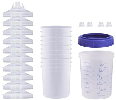 Vaso mezclador de pintura con tapa, vaso de color, 10 unidades portátil para pulverizar el coche, sin lavado, vasos de color fáciles de rociar