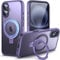 DASFOND Designed for iPhone 16 Case with Mag-Safe, 12 FT Military Shockproof, 20W Safe & Fast Charging, Translucent Matte Slim Velvety Touch, Magnetic Kickstand iPhone 16 Cover 6.1, Purple