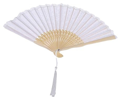 MAGICLULU Vintage Lace Folding Fan Handheld Fan Retro Chinese Style White Lace Portable
