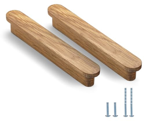 Evionlin - Lot de 4 poignées en bois de hêtre de 320 mm pour placard de cuisine, meubles, commode, garde-robe, tiroirs