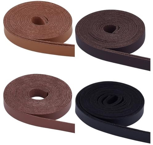 arricraft 8 m/8.7 Yard Flache Lederriemen Zum Basteln 10mm Breit 4 Farben PU Kunstleder Kordel Rand Zum Nähen PU Lederstreifen Für DIY Taschengurt Kleidung Schmuck Kunst