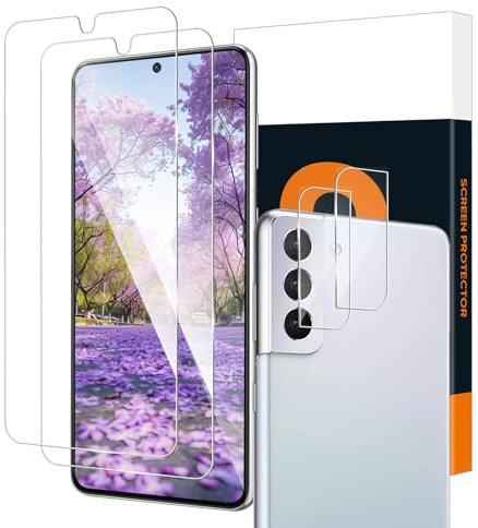 Carantee 2+2 Stück Panzerglas für Samsung Galaxy S22 5G Schutzfolie, 2.5D HD-Klar Antifouling Galaxy S22 Displayschutzfolie mit Kameraschutz, Anti-Blasen Anti-Fingerprint S22 5G Schutzglas