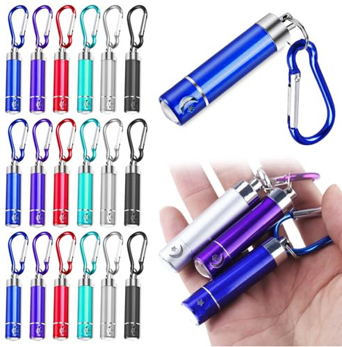 HOSPAOP 18Pcs Mini LED Taschenlampe, Kleine Taschenlampe Schlüsselanhänger Mini Lampe mit 3 CR2032 Batterien für Mitgebsel Gastgeschenke, Handlampe für Notfall Camping Outdoor