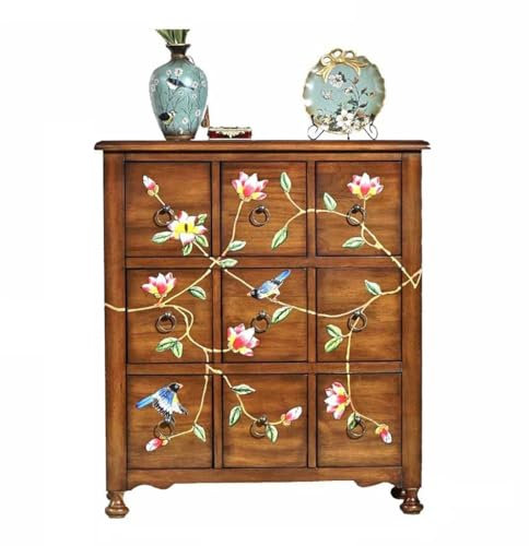 Vintage handbemaltes Massivholz chinesischer Stil Teeschrank Sideboard