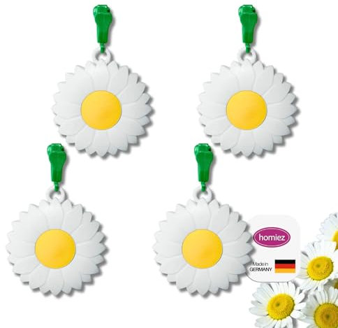 homiez Tischdeckenbeschwerer Blume– extra schwer (56g) – Tischdeckengewichte gegen Wind – 4er Set - mit Metall-Kern – Tischdeckenhalter für Garten, Balkon, Camping, Outdoor (Margerite)