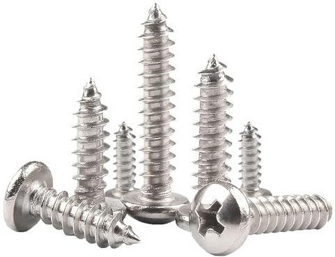 Shinsilur 50 Pcs Self Tapping Screws, M4 x 20mm Multi Purpose Small Screw, Carbon Steel, Phillips Pan Head Bolts for Wood, Drywall and Furniture