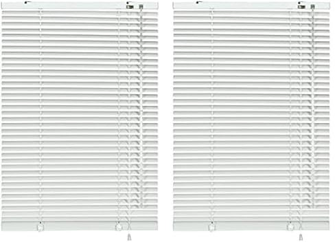 Deco Company Alu-Jalousie ohne Bohren, Zum Klemmen, Inkl. Klemmträgern, Sichtschutz, Lichtschutz, Blendschutz, Aluminium-Jalousie, Weiß, 95 x 130 cm (Packung mit 2)