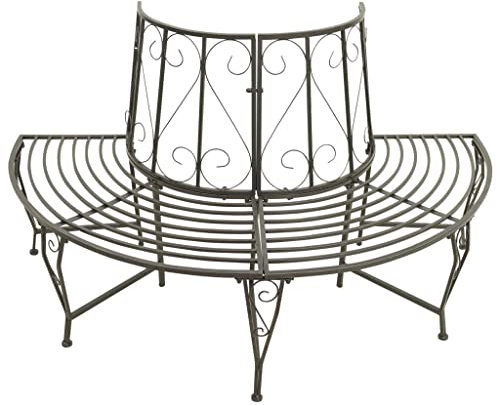 Eleganz Baumbank Halbrund 160 cm Stahl - Robuste Gartensitzbank für Terrasse und Garten - Langlebiges Stahlgestell - Perfekt für gemütliche Abende im Freien
