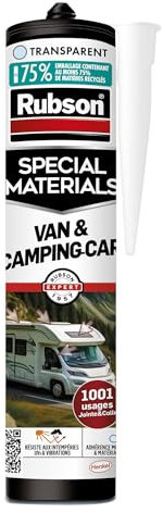 Rubson | Mastic Van & Camping-Car Transparent (cartouche de 290 ml) – Mastic joint & colle élastique haute performance – Mastic pour étanchéité et réparation en intérieur et extérieur