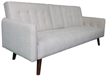 HTI living Sofa mit Knopfsteppung Elouisa Grau Schlafsofa einklappbare Mittellehne mit Becherhalter