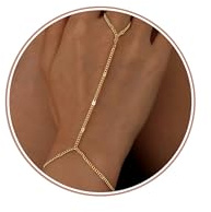 Dochais Armband Damen Silber Gold Zarte Handgelenk-Finger-Kette Geschenk | Trendiger Ring Armreif, Charmes Stapelbarer Adjustierbarer Armbände für Frauenr Mädchen,4K Weißgold/Gold beschichtet,