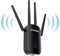 Ripetitore WiFi Potente per Casa, 1200Mbps WiFi Extender 5GHz & 2,4GHz Dual Band Amplificatore wifi Supporta Modalità Ripetitore/Router/AP, Ripetitori con WPS, Porta Ethernet, 4 Antenne (Nero)