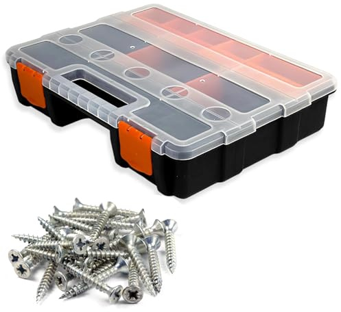 SHENGYIG Cassetta Porta Viti, Organizer Viti con Ripiani Rimovibili, Design Portatile, Cassetta Porta Minuteria, Valigetta Attrezzi Vuota è Progettato per Riporre Vite, Dadi e Piccoli Accessori