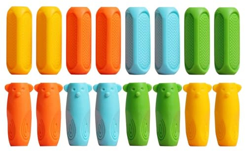 OAOSDH Portapenne da 16 Pezzi per Bambini, Kit di Impugnatura per Penna Colorata, Impugnatura per Penna di Aiuto per La Scrittura, Correttore di Bozze, Gadget Ausiliario per Impugnatura A Penna