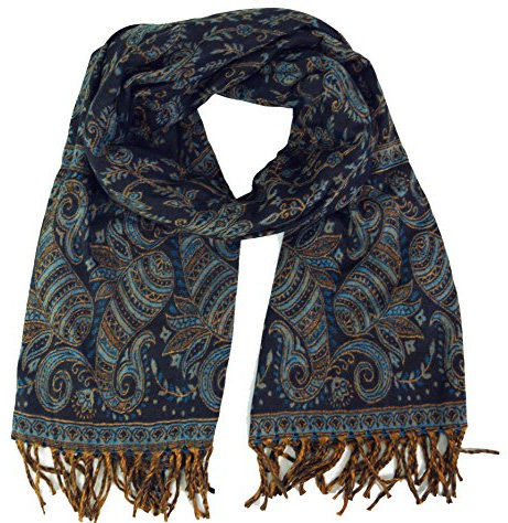 GURU SHOP Weicher Pashmina Schal/Stola mit Paisley Muster - Petrol, Herren/Damen, Synthetisch