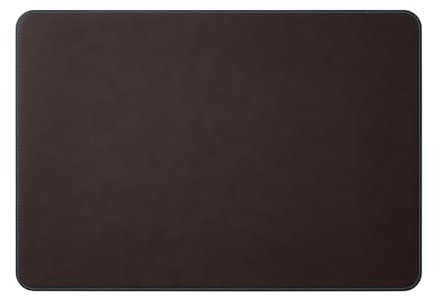 Eglooh - Herms Deluxe - Schreibtischunterlage aus Leder Dunkel Braun cm 50x35 - Blau Kontrast Nähten und abgerundeten Kanten - Made in Italy