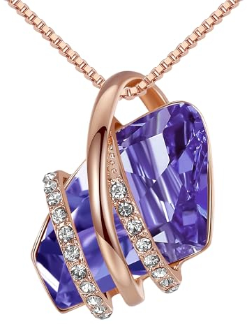 Leafael Pietra dei desideri Collana Donna Argento o oro rosa, Pietra di nascita collana con cristalli curativi, Senza allergie gioielli donna, Regalo Donna con scatola regalo inclusa