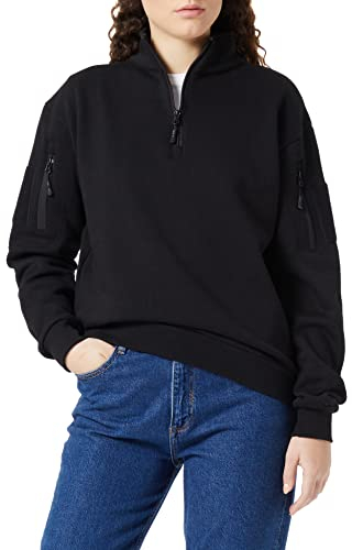 Mil-Tec Tactical Sweatshirt (Unisex) • Pullover mit Zipper • Sweater mit Kragen • Atmungsaktives Sweatshirt Damen & Herren • Warmer Pulli für Arbeit, Freizeit, Outdoor • Schwarz, L