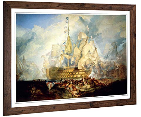Big Box Art Framed Print of Joseph Mallord William Turner The Battle of Trafalgar Design | Wall Art Picture| Home Decor for Kitchen, Living Room, Bedroom, Office, Walnut, A2 / 24.5x18 Inch / 62x45cm