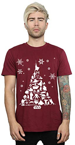 Star Wars Men's Christmas Tree T-Shirt Burgundy XX-Large