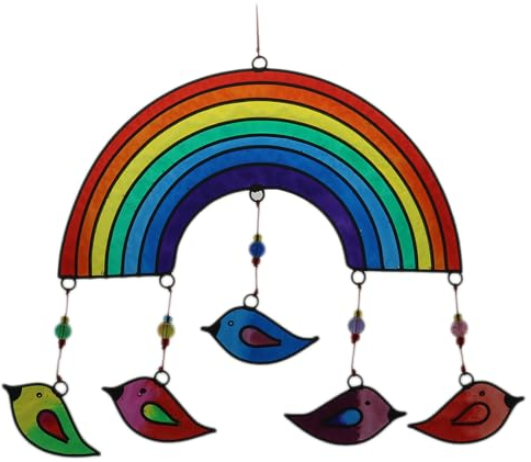 ART-CRAFT Fenster Hängedeko Sonnenfänger – Handgemachter Suncatcher für magische Lichtspiele – Fensterdeko und Gartendekon – Handbemalte Fensterdekoration - Motiv Regenbogen