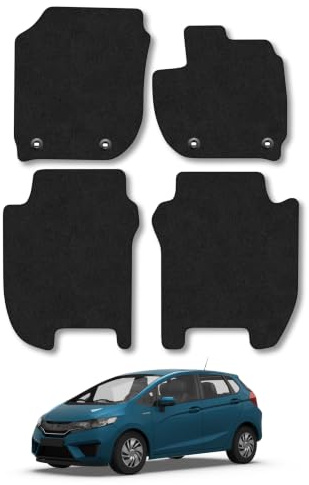 Honda Jazz (2015-2020) [Automatic] Carpet Car Mats | Black Edge Trim Tailored Fit Floor Mats Full Coverage Protection Accessories Easy Clean Anti Slip Made in the UK