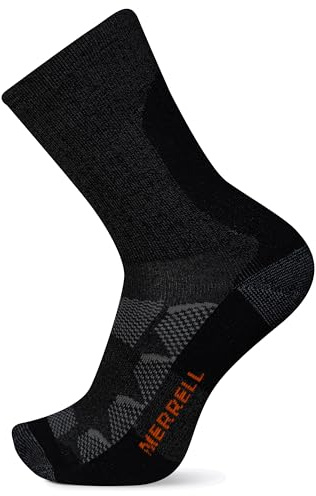 Merrell -men's and -women's Moab Hiking Mid Cushion Socks-1 Pair Pack-Coolmax Moisture Wicking and Arch Support, Charcoal, Medium-Large