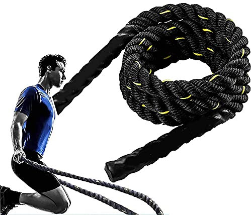 LKZL Fitness-Springseile, 3m Ø50mm Schweres Kampfsprungseil, Gewichtetes Sporttrainingsseil für Männer Frauen Fitnessstudio Cardio-Übungen, Ausdauertraining