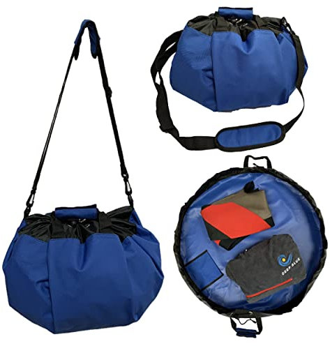FIT 4 ME Deep Blue wetsuit changing mat bag BLUE secure wrap handles, padded shoulder strap, drawstring, pocket, durable waterproof. Ideal for water sports Surfing Wild Swimming SUP Kayaking Triathlon