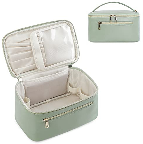 Wandering Nature Make-up-Tasche, Reise-Make-up-Organizer, Kosmetikpinsel-Tasche für Damen, aus umweltfreundlichem, veganem Leder