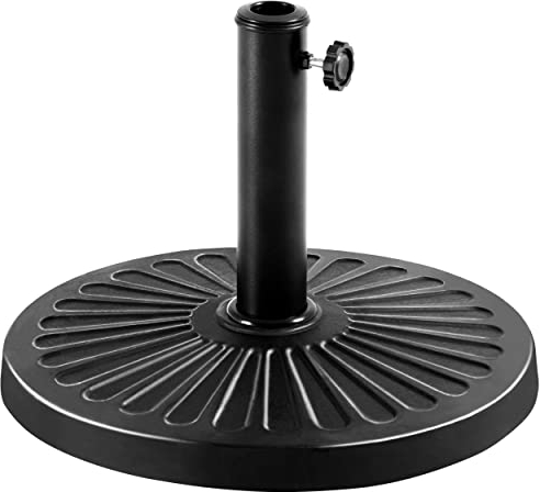 Yaheetech 10kg Garden Parasol Base Cast Iron Effect Parasol Base Heavy Duty Sun Shade Stand Holder, Umbrella Stand Outdoor w/Adjustable Tightening Knob for Umbrella, Canopy, Gazebo, Awning (Black)