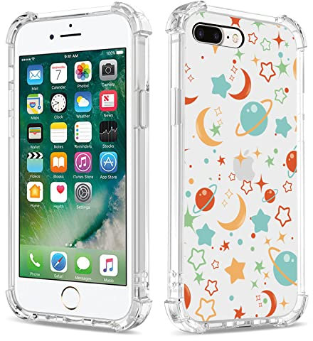 Bear Village Case for iPhone 7 Plus/iPhone 8 Plus, Clear Anti-Yellowing Anti-Scratch TPU Silicone Cover for Girls and Woman, Shockproof Drop Protection Case for iPhone 7 Plus, Blue Starry Sky
