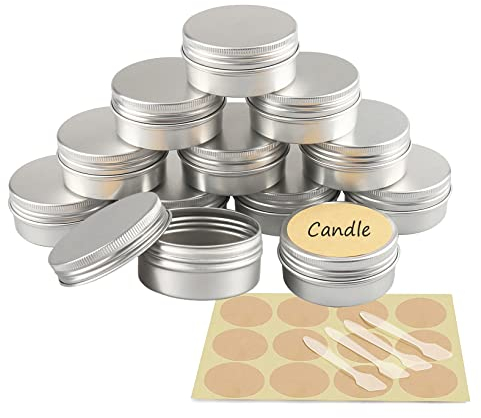 YANCAER 50 Pièces Pots en Aluminium Argenté de 50ml avec Couvercle - D57mm x H28mm Vide Ronde Cosmétiques Pot Conteneurs de Voyage pour Maquillage, Crème, Baume à Lèvres, Mini Bougies