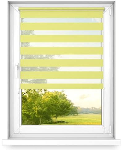 Time4Blinds Tag und Nacht Doppelrollo Mini - Fensterrollo Tag und Nacht - Rollo ohne Bohren - Sonnenschutz - Rollos für Schlafzimmer - Jalousien für Fenster - 130 x 120 cm - Gelb - Rechts