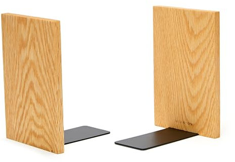 Pandapark Dekorative Buchstützen aus Holz, rutschfeste Buchstütze für Regale, robuste Buchstützen, Buchständer für Bücher/CDs, 1 Paar (Eiche Master)