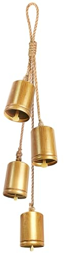 Weihnachtsglocken für Dekoration, Messing Vintage Rustikale Glocken 4er Set Hängende Gold Ornamente Shabby Chic Kuhglocken Dekor auf Seil für Kranz, Innenbereich, Party, Zuhause