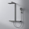 EMKE Colonne de douche avec Theramostat 38°C douche à effet pluie avec mélangeur, bouche à cascade, douchette à 3 modes, avec étagère extra large, noir mat