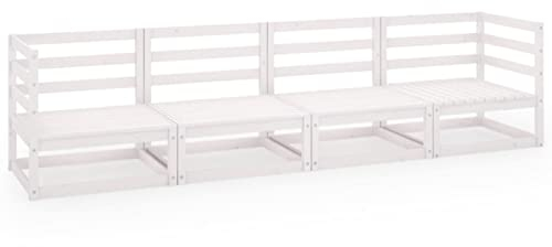 GuyAna Outdoor-Sofa 4-Sitzer Weiß Massivholz Kiefer Kiefernholz TerrassenbäNke BäNke Baumbank