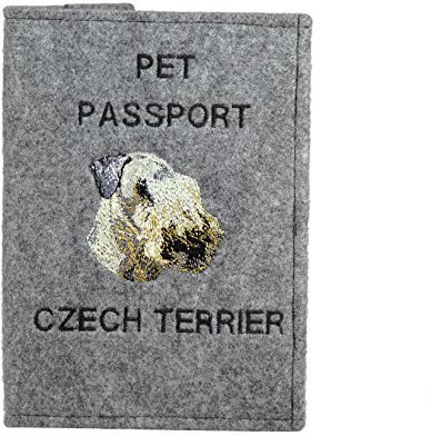 Art-Dog Hundepasshülle - Handgefertigte Filzhülle mit gesticktem Muster - Tierärztliche Reisepasshülle für Hunde - 17x12,5cm - Czech Terrier
