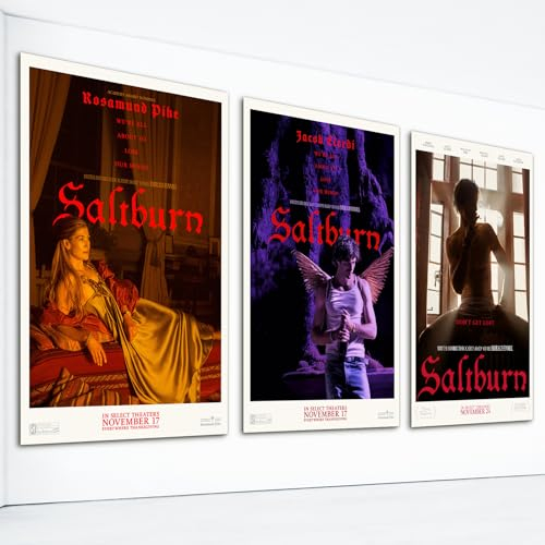 Neejaold 3-teiliges Saltburn-Film-Poster, Horror-Film, Salbburn, Leinwand-Kunst, Jacob Elordi Saltburn, Filmdrucke, 30,5 x 40,6 cm, ungerahmt