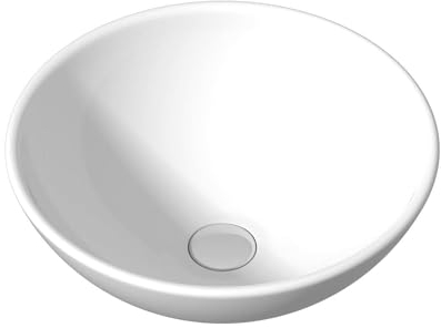 BAYSTONE Round Countertop Basin Sink Ceramic Modern Vessel Bowl Hand Washing Washbasin Bathroom Cloakroom Ensuite Gloss White 280 x 280 x 100mm