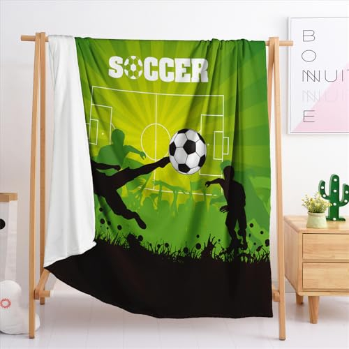 Kuscheldecke Fußball Grün Flauschige Warme Decke,Fleecedecke Flauschig,Tagesdecke,Sofa Überwurfdecke,Wohndecke Und Decke Sofa,Geeignet Für Alle Jahreszeiten.（150X200Cm）