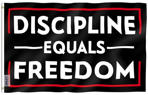 Anley Fly Breeze 3x5 Fuß Flagge „Disziplin ist gleich Freiheit“–Fitness, inspirierend, motivierend für Wohnheim, Fitnessstudio, Männerhöhle, Flaggen aus Polyester mit Messingösen